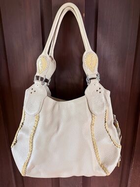 Brighton Melania Handbag Purse Cream with Yellow Appliqués